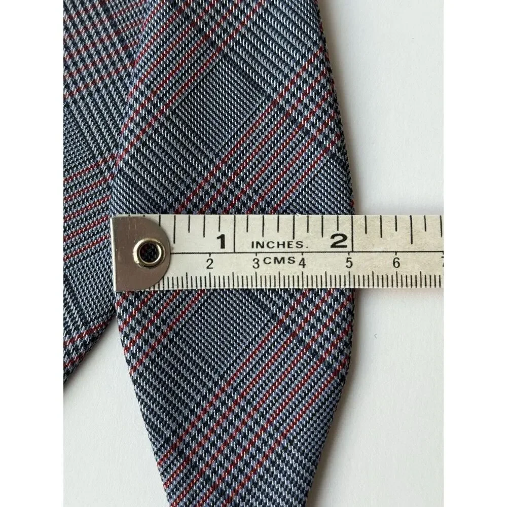 Ben Sherman Men's Silk Blend Bow Tie‎ Adjustable Navy/Light Blue & Red Plaid